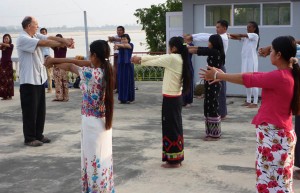 Teaching Qi Gong at Wachet Hospital in Burma.